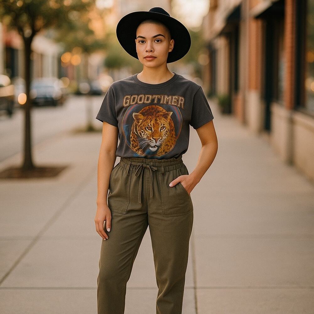 Madewell Thread & Supply Paperbag Front Tie Pants Medium Olive Green